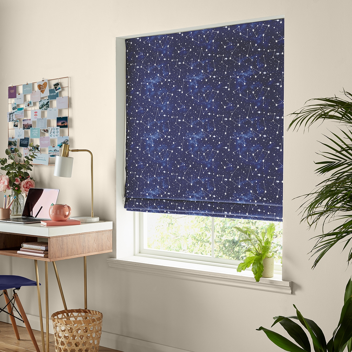 Product photograph of Star Print Blue Roman Blind from Choice Furniture Superstore.